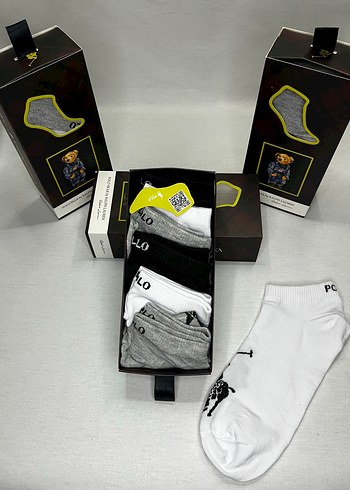 Polo Ralph Lauren Ralph Polo Erkek Mini Spor Corap Seti Beyaz Ve Gri
