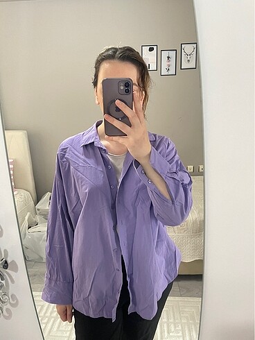 s Beden Mor poplin gömlek