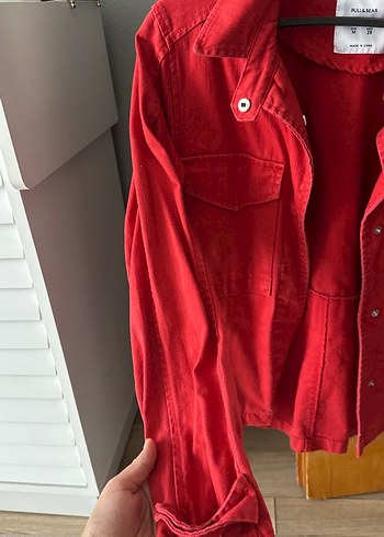 28 Beden Kadın Kırmızı Düğmeli Denim Ceket
