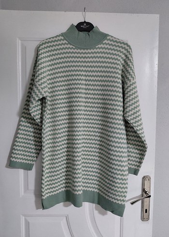 Trendyol & Milla Mint Yesili Zigzag Desenli Rahat Triko Kazak
