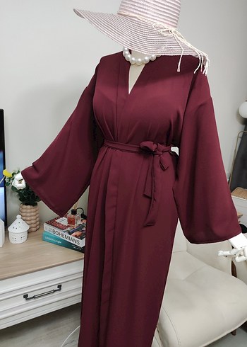 universal Beden bordo Renk Bordo Kadın Uzun Kimono