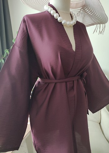 universal Beden bordo Renk Kadın Bordo Midi Bohem Kimono