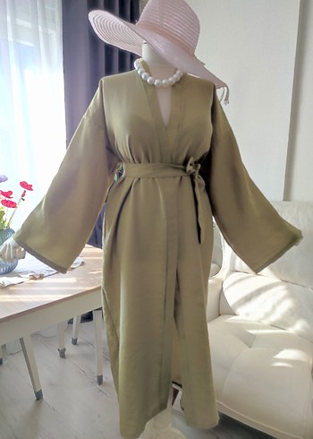 Bej Uzun Kollu Kadın Kimono