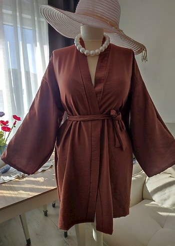 universal Beden kahverengi Renk Kahverengi Uzun Bohem Kadın Kimono