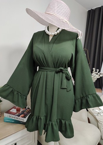 Diğer Uzun Yeşil Bohem Kadın Kimono
