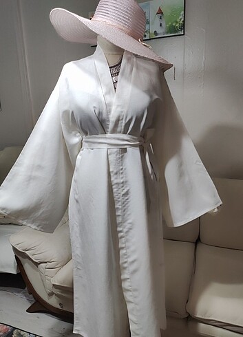 universal Beden beyaz Renk Keten kimono 