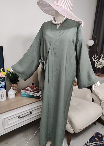 yeşil Uzun Salaş Bohem Kadın Kimono iki ürün