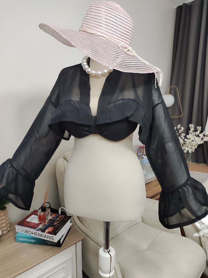 Siyah Drapeli Straplez Bolero - Görsel 2