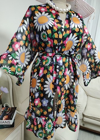 Çiçek Desenli Bohem Mini pareo - Görsel 4