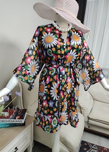 Çiçek Desenli Bohem Mini pareo - Görsel 6