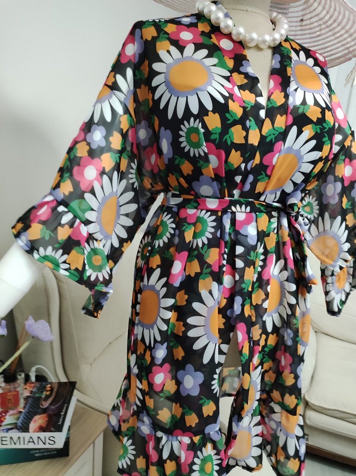 Çiçek Desenli Bohem Mini pareo - Görsel 3