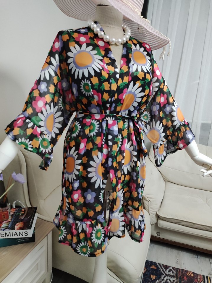 Çiçek Desenli Bohem Mini pareo - Görsel 5