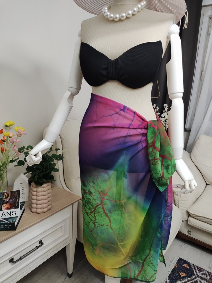 Çok Renkli Uzun Bağlamalı Pareo - Görsel 5