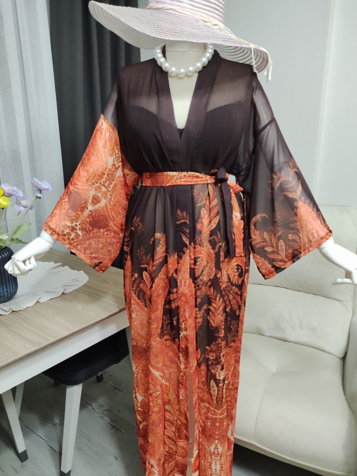 Uzun Kesim Bohem Kadın Kimono - Görsel 2