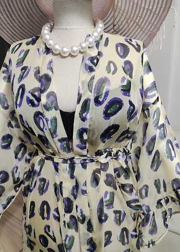 Bohem Tarz Uzun V Yaka Kadın Kimono - Görsel 9