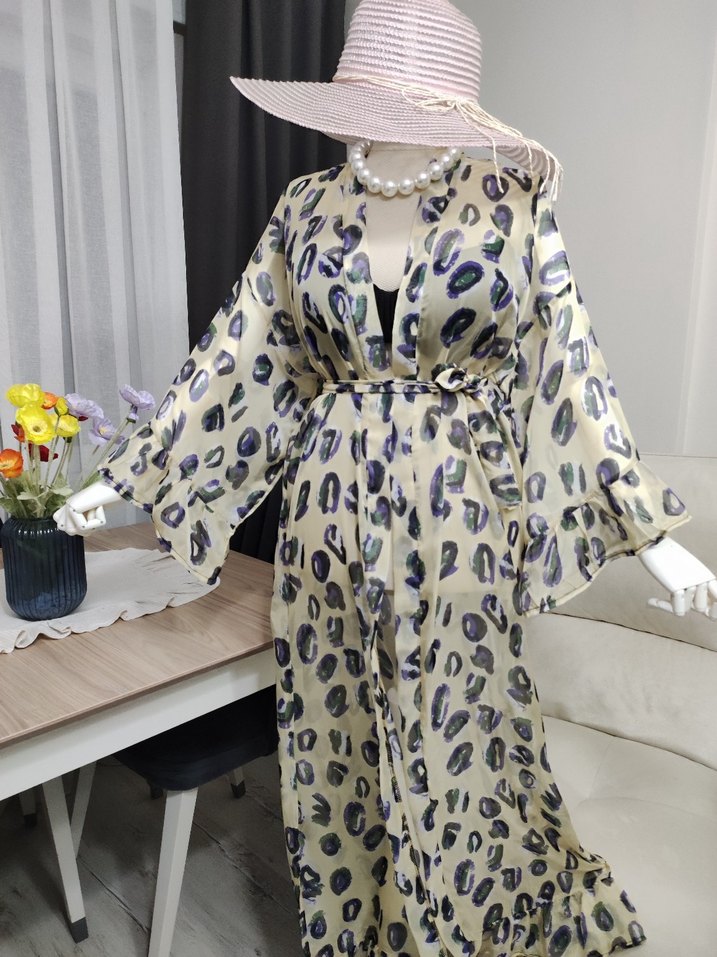 Bohem Tarz Uzun V Yaka Kadın Kimono - Görsel 2