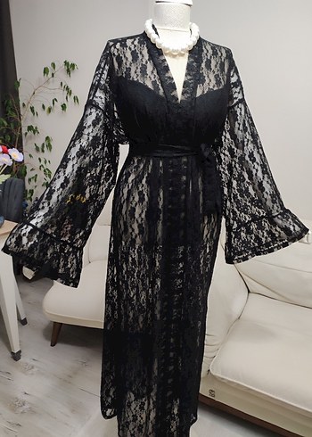 Siyah Dantel Uzun Kadın Giydirme Elbise - Görsel 3