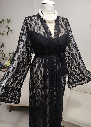 Siyah Dantel Uzun Kadın Giydirme Elbise - Görsel 5