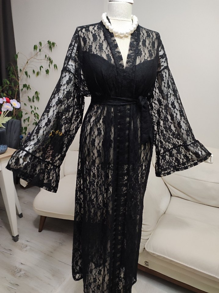 Siyah Dantel Uzun Kadın Giydirme Elbise - Görsel 3