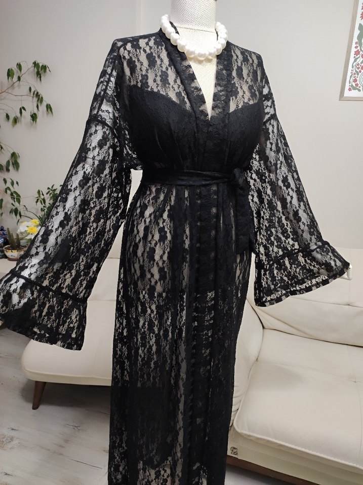 Siyah Dantel Uzun Kadın Giydirme Elbise - Görsel 2