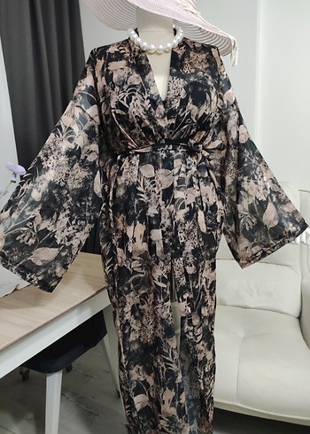 Uzun Bağcıklı Bohem Kadın Kimono - Görsel 3