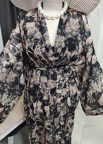 Uzun Bağcıklı Bohem Kadın Kimono - Görsel 13