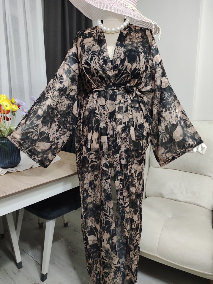 Uzun Bağcıklı Bohem Kadın Kimono - Görsel 2