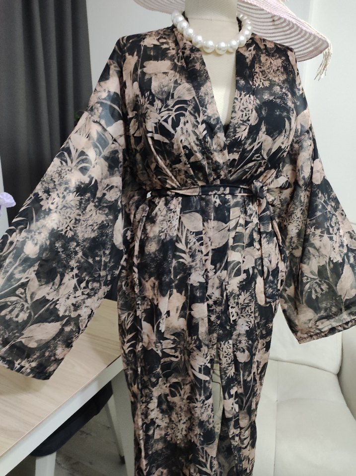 Uzun Bağcıklı Bohem Kadın Kimono - Görsel 4