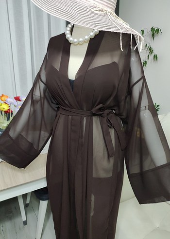 Bohem Tarzı Uzun Kahverengi Kadın Sabahlık - Görsel 10