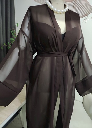 Bohem Tarzı Uzun Kahverengi Kadın Sabahlık - Görsel 9