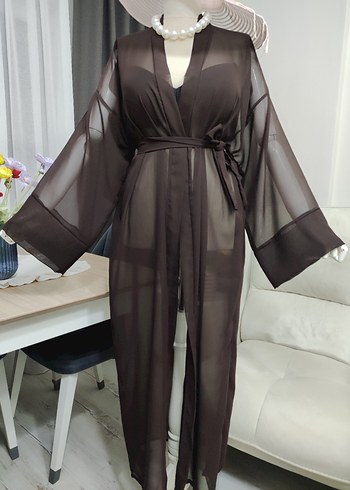 Bohem Tarzı Uzun Kahverengi Kadın Sabahlık - Görsel 7