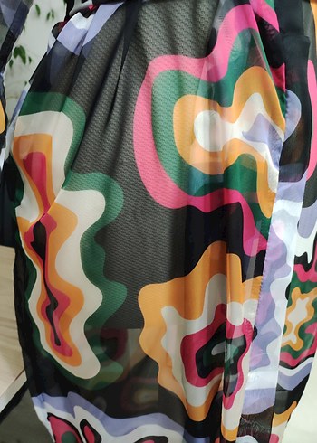 Renkli Batik Desenli Uzun Kadın Kimono - Görsel 10