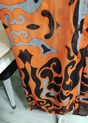 Renkli Desenli Uzun Kadın Kimono - Görsel 11