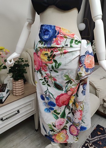 Çiçek Desenli Bohem Tarz Kadın Pareo - Görsel 2