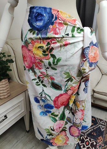 Çiçek Desenli Bohem Tarz Kadın Pareo - Görsel 6