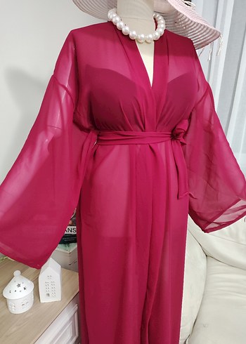 fuşya Bohem Uzun Kollu Pareo - Görsel 8