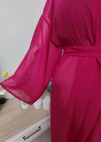 fuşya Bohem Uzun Kollu Pareo - Görsel 10