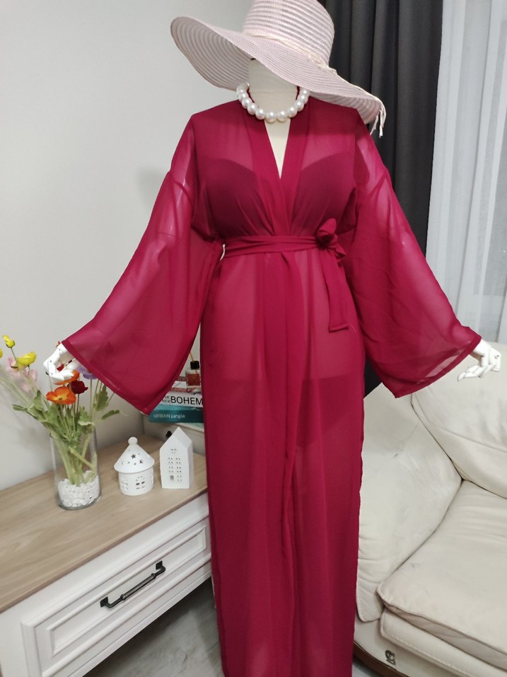 fuşya Bohem Uzun Kollu Pareo - Görsel 2