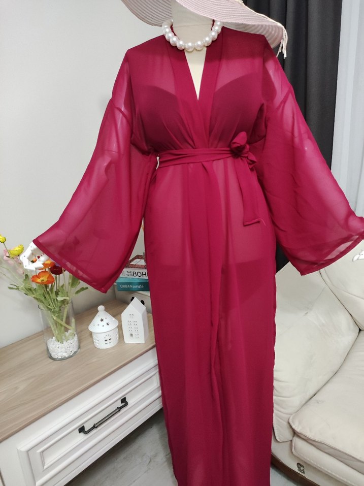 fuşya Bohem Uzun Kollu Pareo - Görsel 3