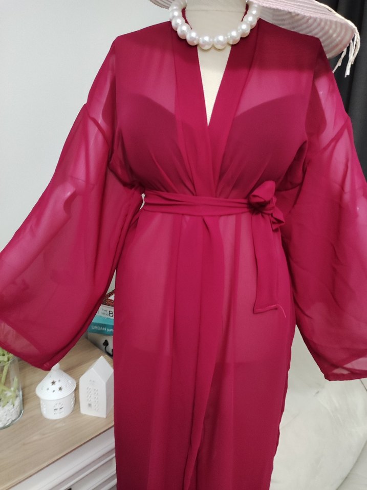 fuşya Bohem Uzun Kollu Pareo - Görsel 5