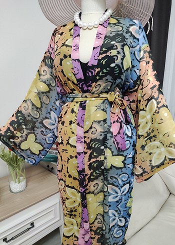 Renkli Batik Desenli Uzun Bohem Pareo - Görsel 9