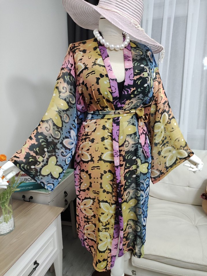 Renkli Batik Desenli Uzun Bohem Pareo - Görsel 3