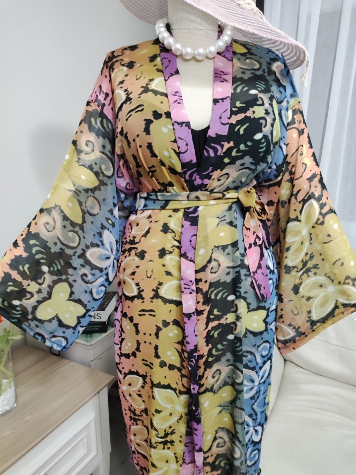 Renkli Batik Desenli Uzun Bohem Pareo - Görsel 5