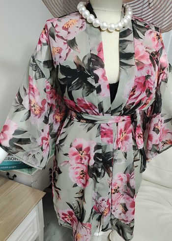 Çiçek Desenli Uzun Şifon Pareo - Görsel 6