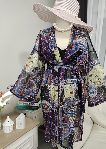 tül kumaş Renkli Bohem Pareo - Görsel 2