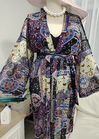 tül kumaş Renkli Bohem Pareo - Görsel 3