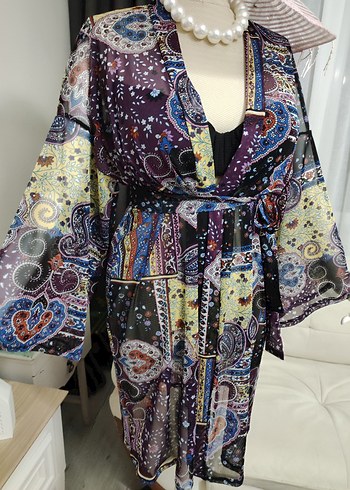 tül kumaş Renkli Bohem Pareo - Görsel 4