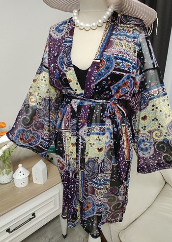 tül kumaş Renkli Bohem Pareo - Görsel 5