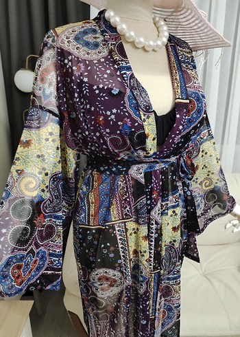 tül kumaş Renkli Bohem Pareo - Görsel 7