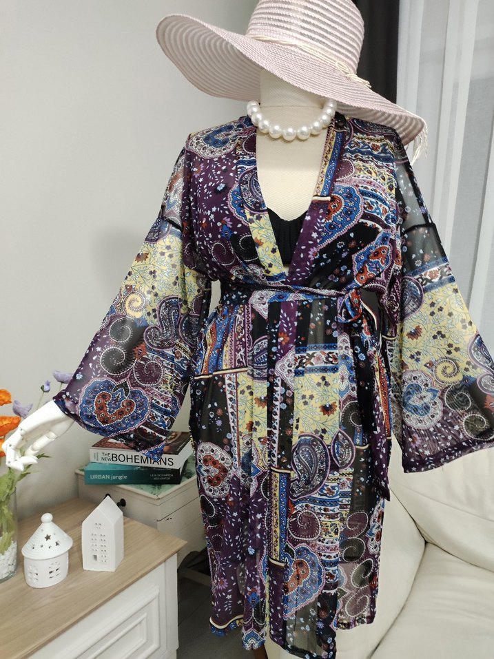 tül kumaş Renkli Bohem Pareo - Görsel 2